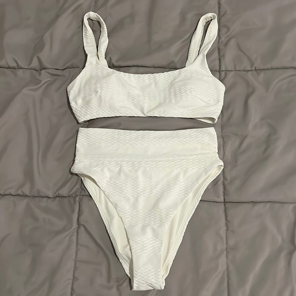 AE white two piece high waisted bikini